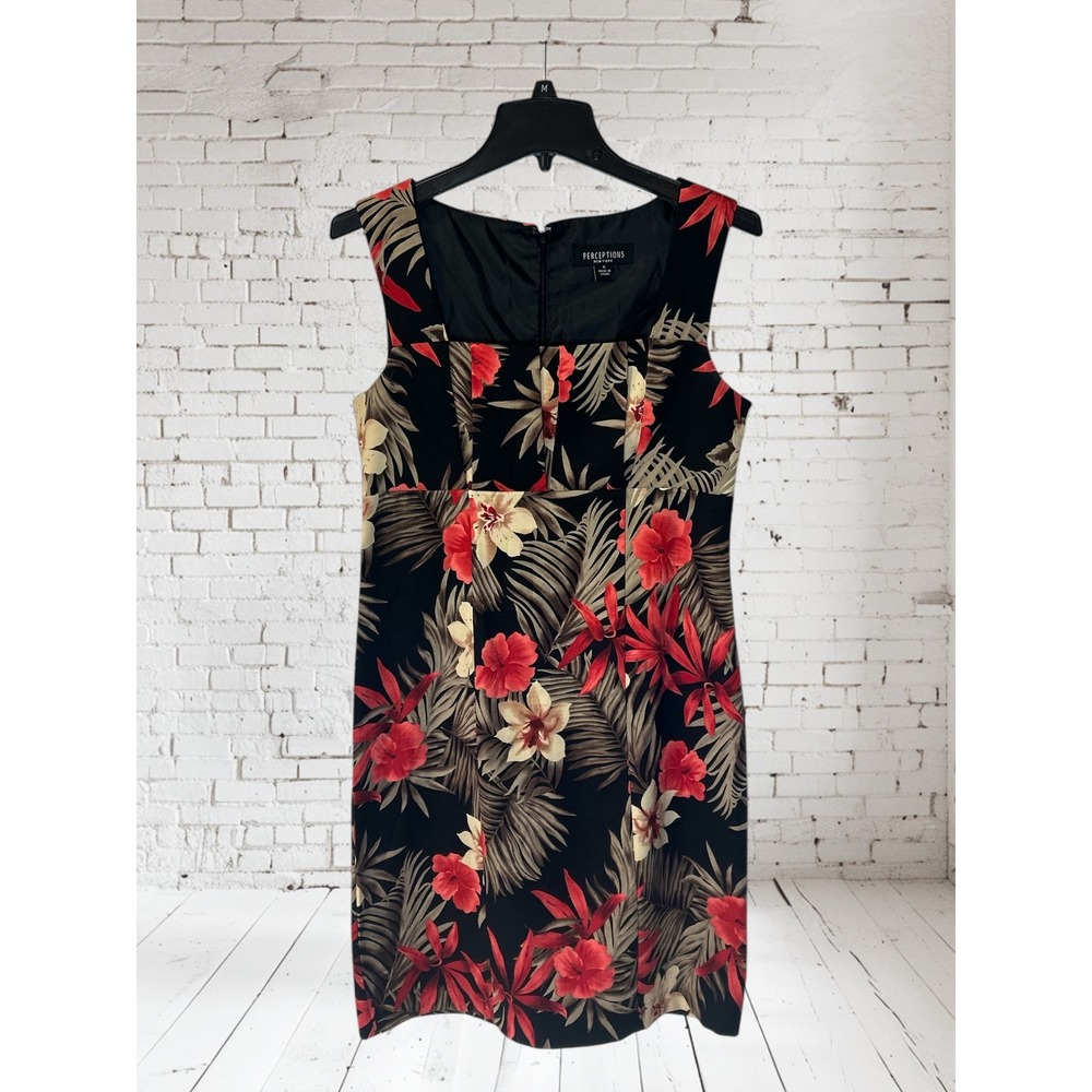Perceptions New York Floral‎ Sheath Dress Sleeveless Tropical Print Size 6